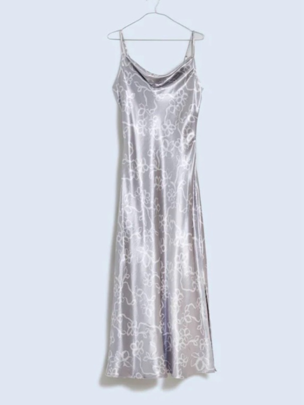 Madewell Metallic Midi Slip Dress in Floral Liquid Metal Silver size 4 - Picture 6 of 13